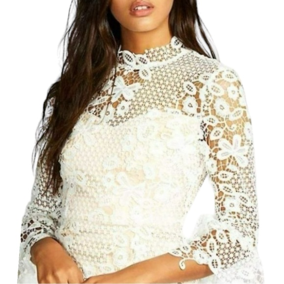 New Free People La Spezia Med White Floral Crochet Lace Midi Dress - Picture 2 of 7
